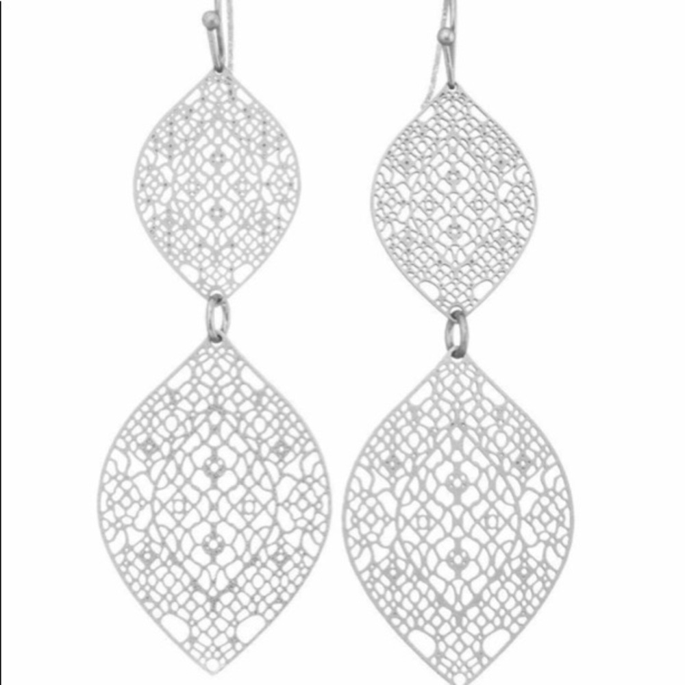 Delicate Silver Tone Teardrop Earrings